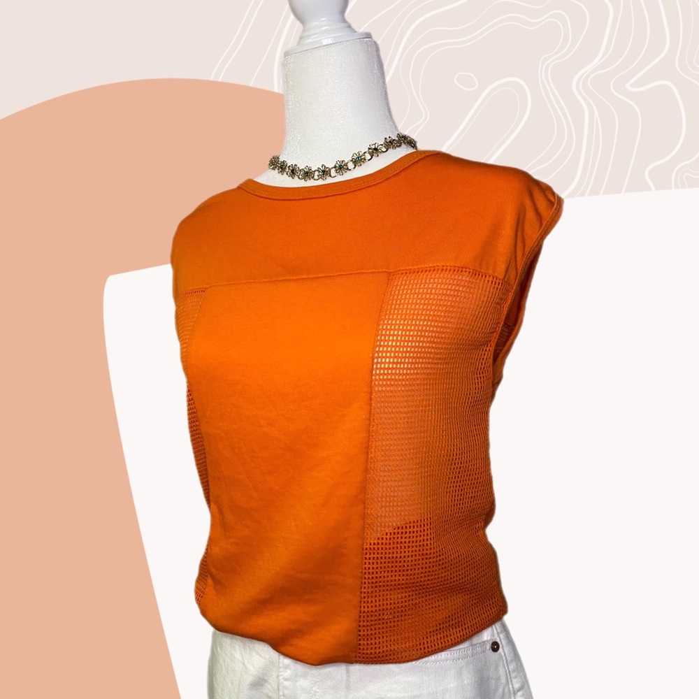 Vintage athletic orange mesh tank
